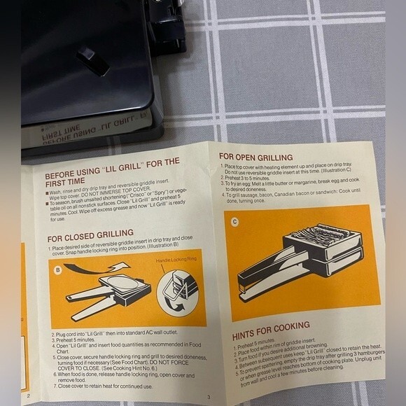 Vintage Lil Grill By Farberware Super Fast Sandwich Maker Grills Toasts Portable - Picture 6 of 8